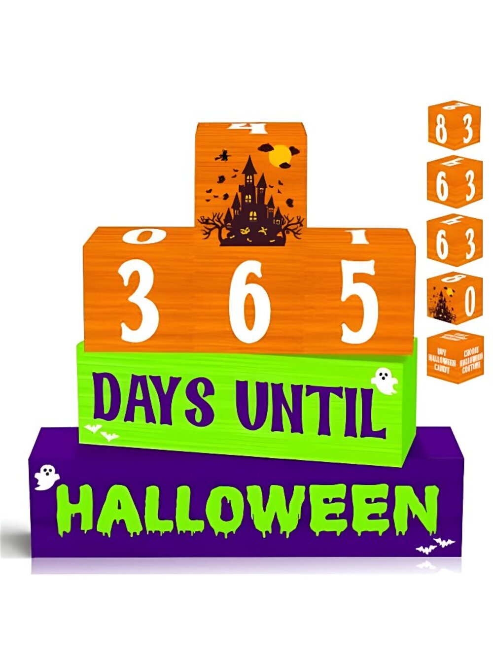 7 Pcs Halloween Countdown Wooden Table Decor, Halloween Home Decorations